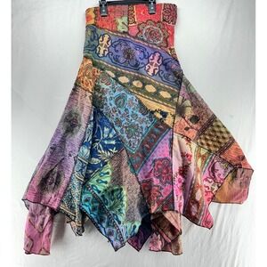 Boho Patchwork Midi Skirt in Multicolor